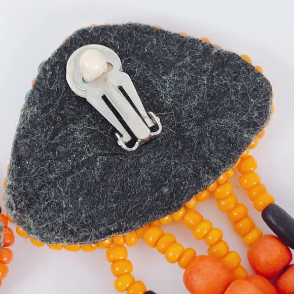 VTG Earrings Painted Wood Bead Boho Clip On Boho Tropical Chunky Eclectic 80s - Picture 11 of 12